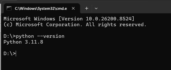 Expected output of python --version command