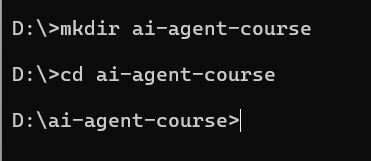 Expected output after creating and entering the project folder