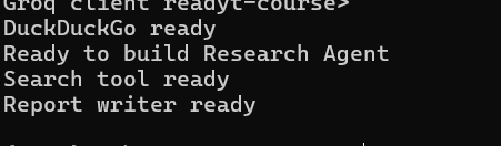 Terminal showing report writer ready