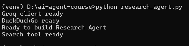 Terminal showing search tool ready