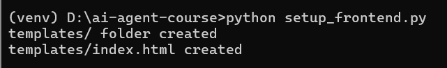 Terminal showing templates folder and index.html created