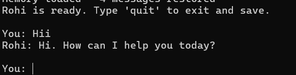 Example conversation with Rohi in the terminal