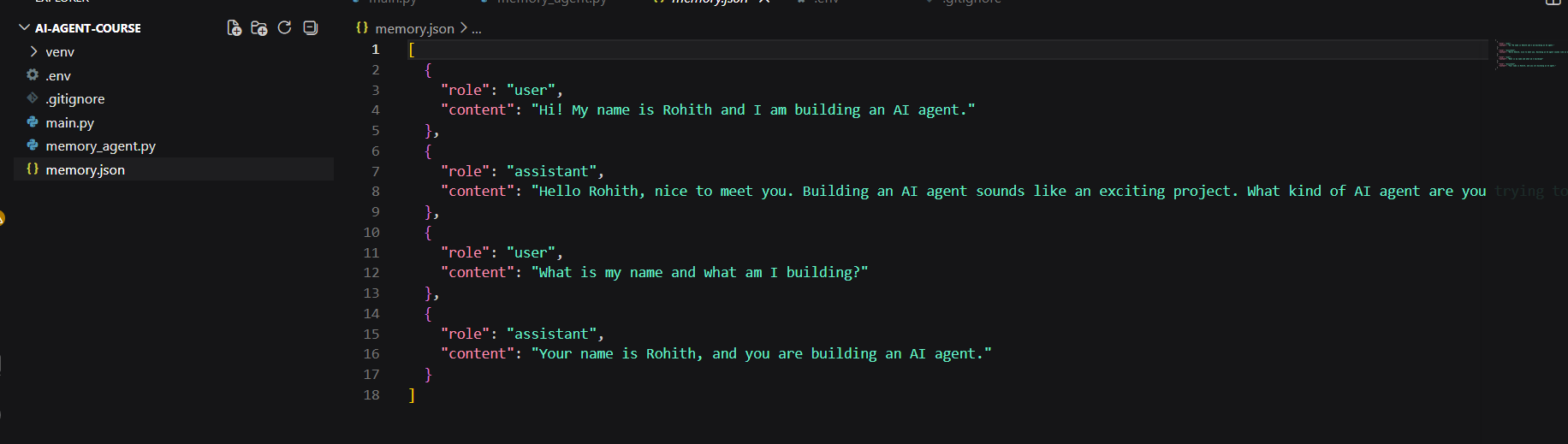 memory.json file created in project folder