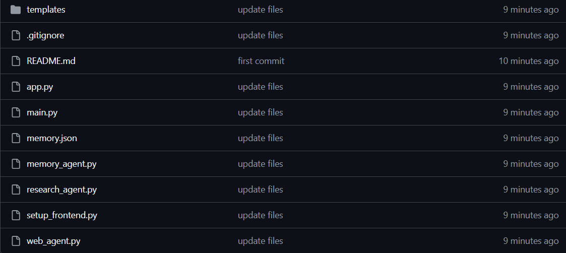 GitHub repository showing all required project files